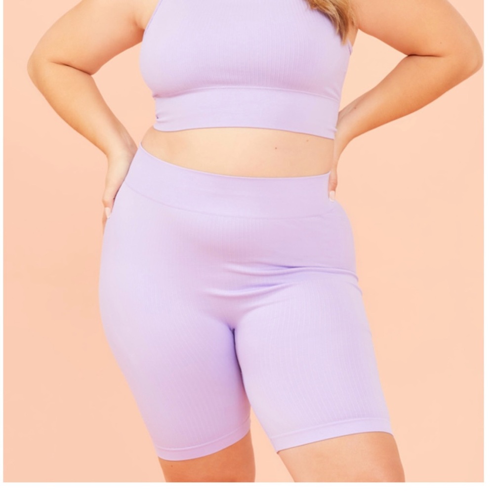 Arula Lavender Ribbed Bike Shorts